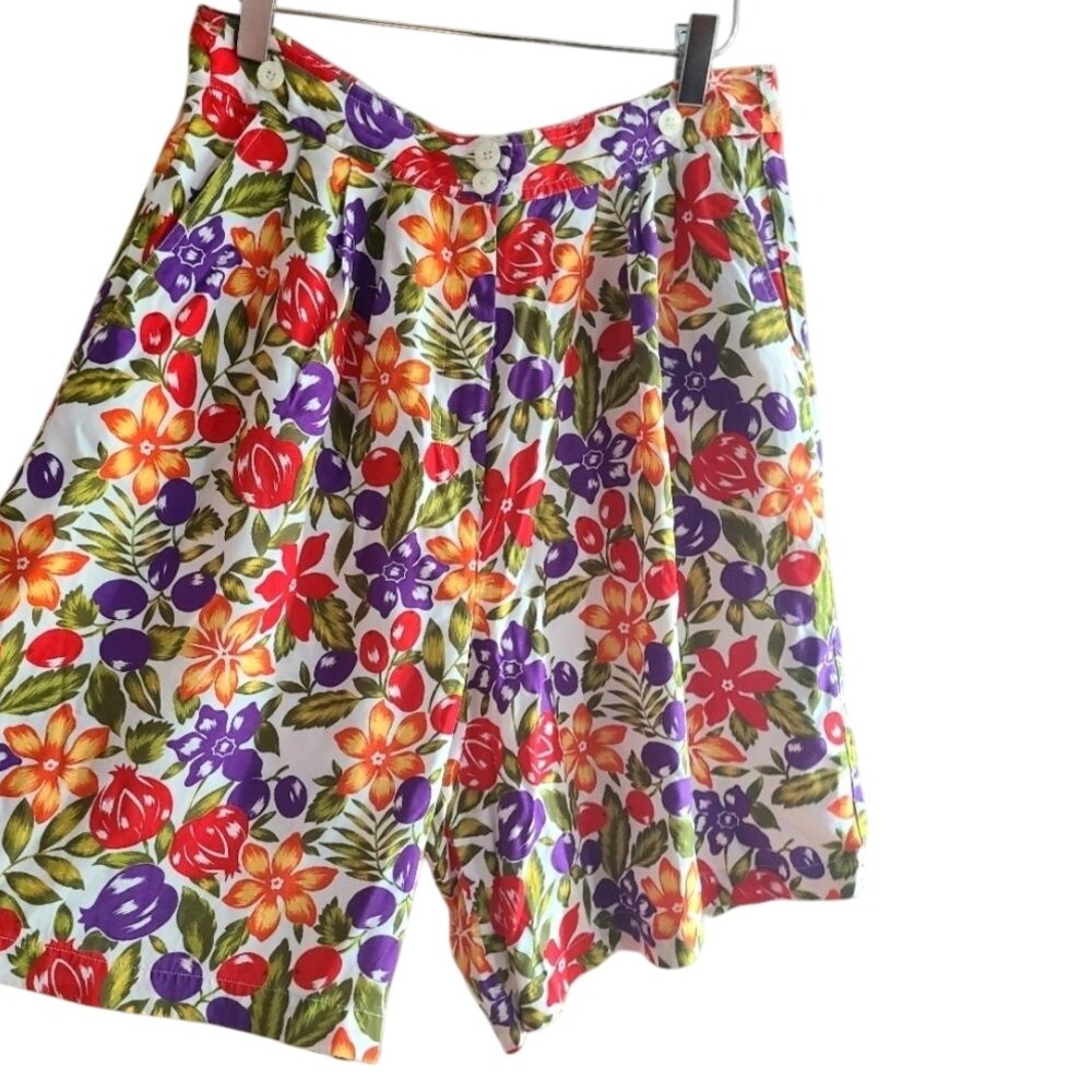 Vintage Chaus bright tropical floral shorts 10 womens medium Hawaiian print